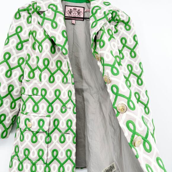 Juicy Couture Vintage Y2K Embroidered Pea Coat in Gray Green White Size Small - Picture 6 of 13